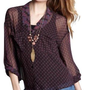 Free People Easy Rider Boho Button Front Blouse M